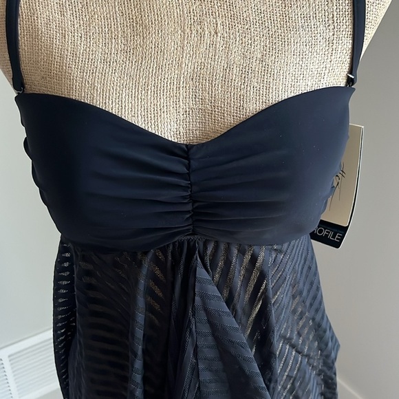 Profile By Gottex Sheer Bliss Flyaway Black Tankini Top NWT - Picture 6 of 7